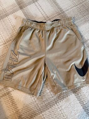 Nike Men's Athletic Shorts in Khaki with Black Swoosh